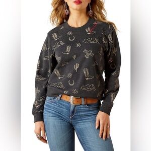 Ariat Essential Western Icons Crew Neck Long Sleeve Fleece Sweatshirt